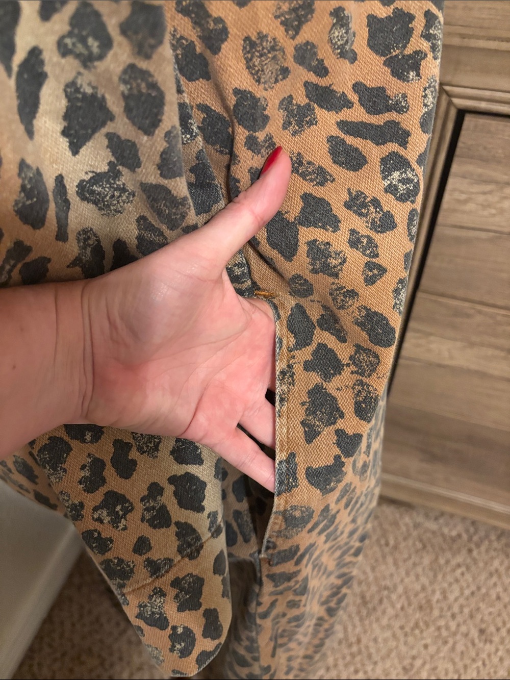 We The Free Monique Cheetah Denim Duster Jacket Size Large NWOT MSRP $228 - Picture 6 of 12